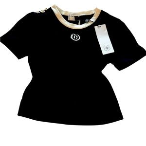 XS NWT Faux, but super cute basic luxury top Black with White Trim
